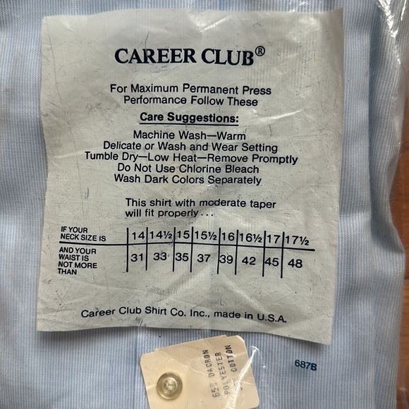 Career Club Men’s Pin Stripe Shirts 16 and 16 1/2 Neck 33 Sleeve BUNDLE OF 2 NIP - Picture 6 of 8